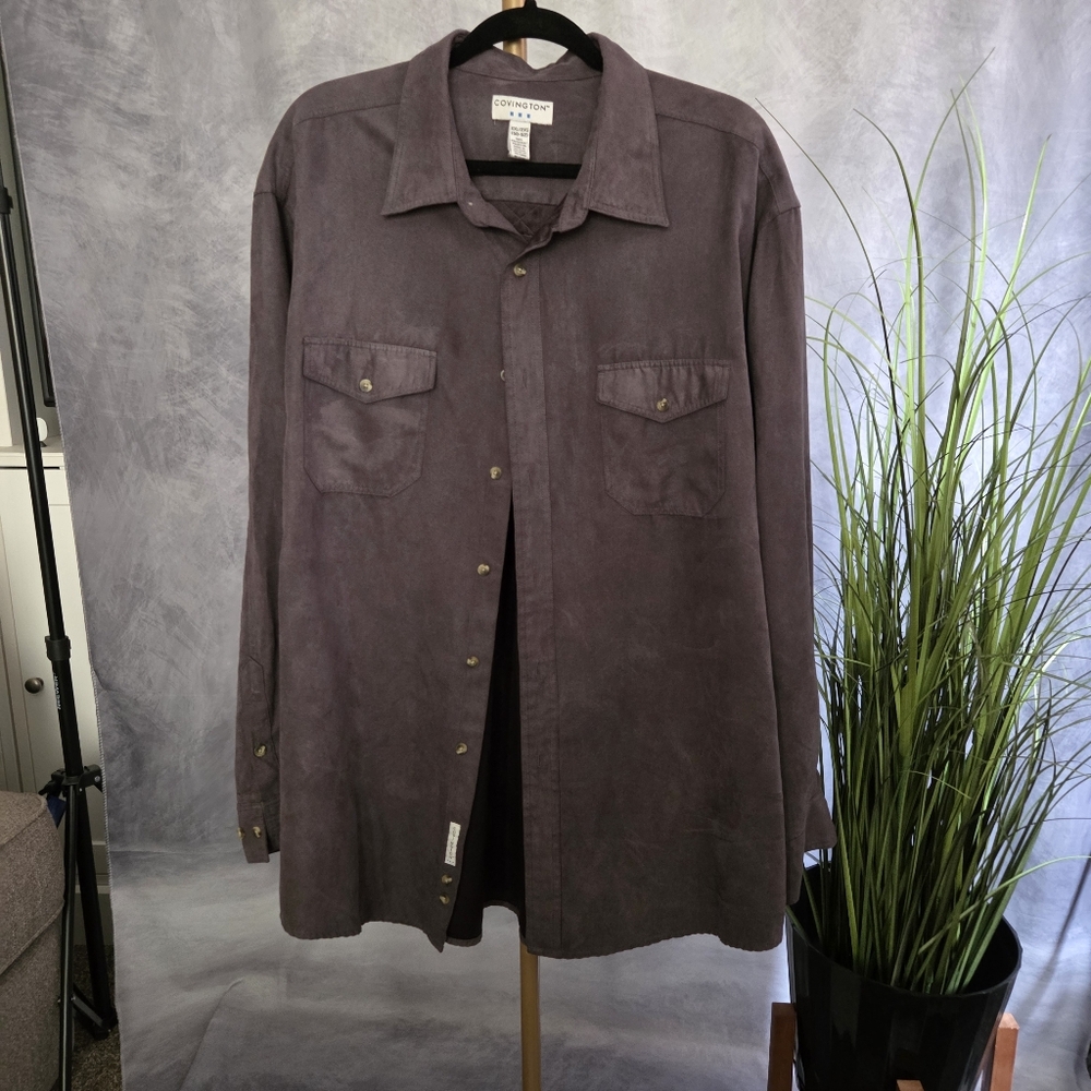 Men's Covington Gray Suede Look Shirt Sz XXL